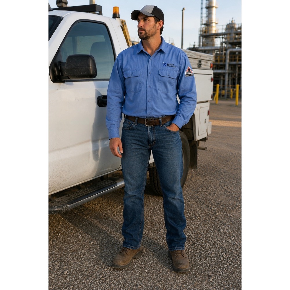 Bulwark FR CAT2 FR Work Shirt Men XLT Tall Blue Utility Oilfield Energy Transfer